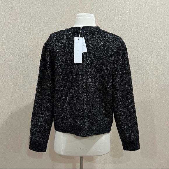 Adyson Parker Black Metallic Silver Thread Cardigan Sweater NWT Size Large - Picture 7 of 13